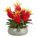 22" Dragon Fruit Artificial Plant in Gray Garden Vase