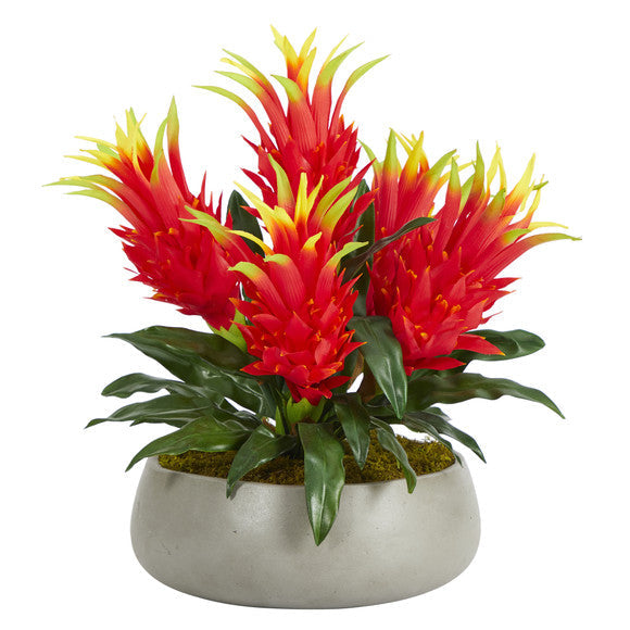 22" Dragon Fruit Artificial Plant in Gray Garden Vase
