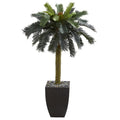 4.5' Sago Artificial Palm Tree in Black Planter
