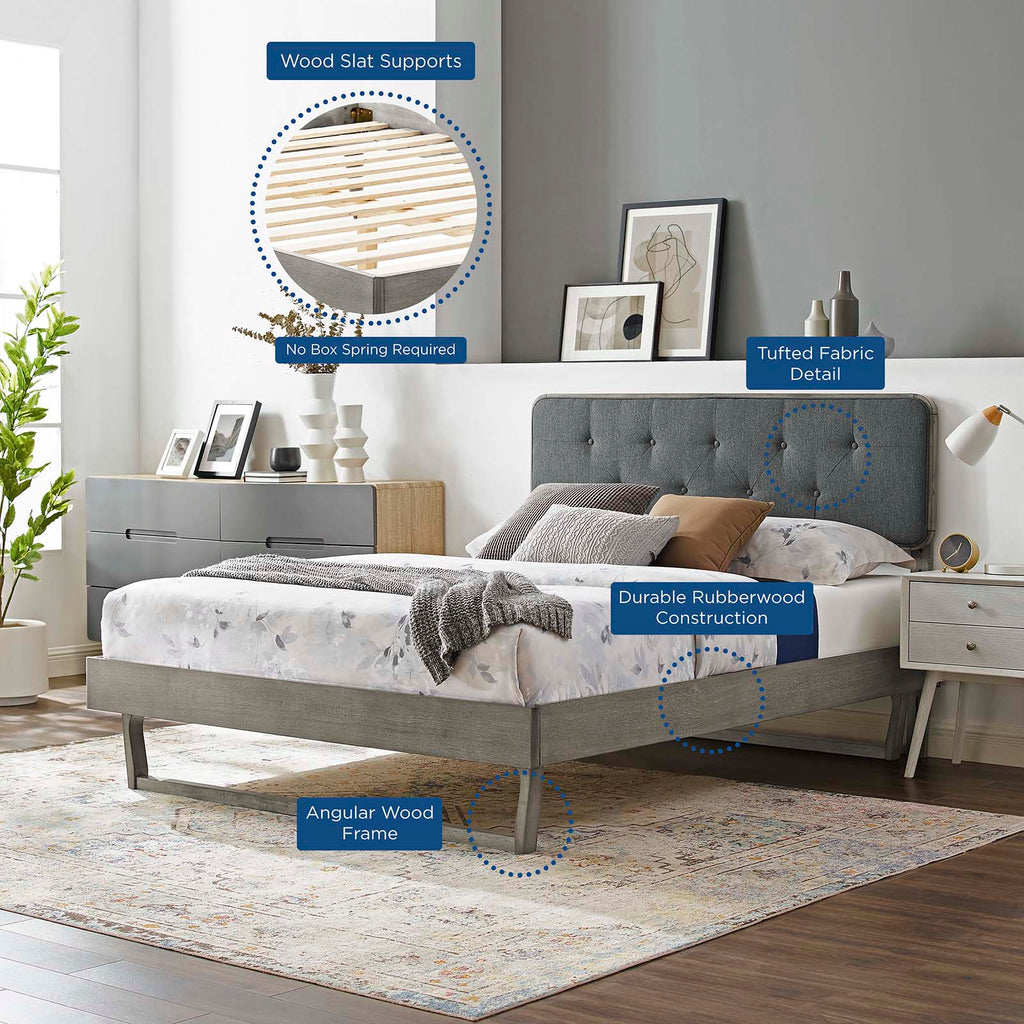 Bridgette Wood King Platform Bed With Angular Frame by Modway