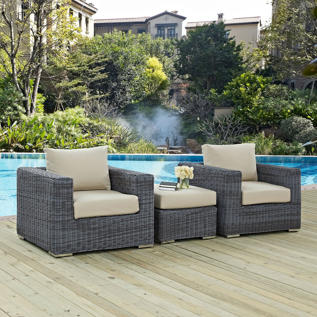 Summon 3 Piece Outdoor Patio Sunbrella¨ Sectional Set by Modway