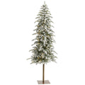 6.5' Flocked Washington Alpine Christmas Artificial Tree w/250 White Warm LED