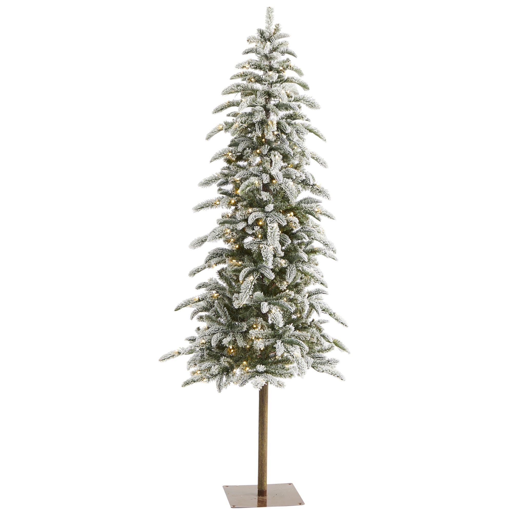 6.5' Flocked Washington Alpine Christmas Artificial Tree w/250 White Warm LED