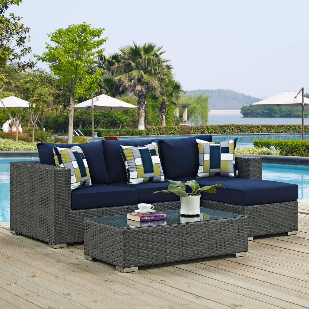 Sojourn 3 Piece Outdoor Patio Sunbrella¨ Sectional Set by Modway