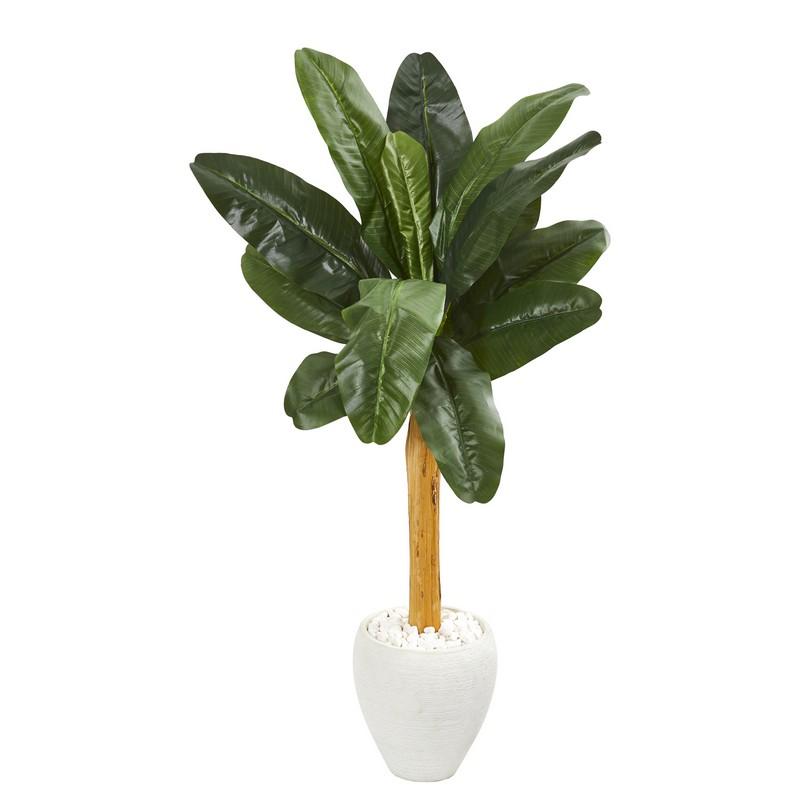 57"  Banana Artificial Tree in White Planter