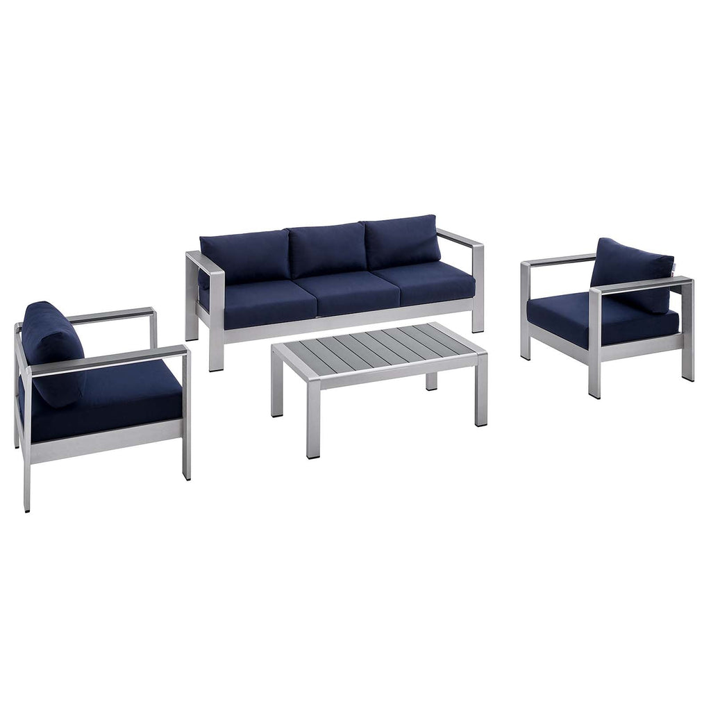Shore 4 Piece Sunbrella¨ Fabric Outdoor Patio Aluminum Set by Modway