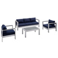 Shore 4 Piece Sunbrella¨ Fabric Outdoor Patio Aluminum Set by Modway