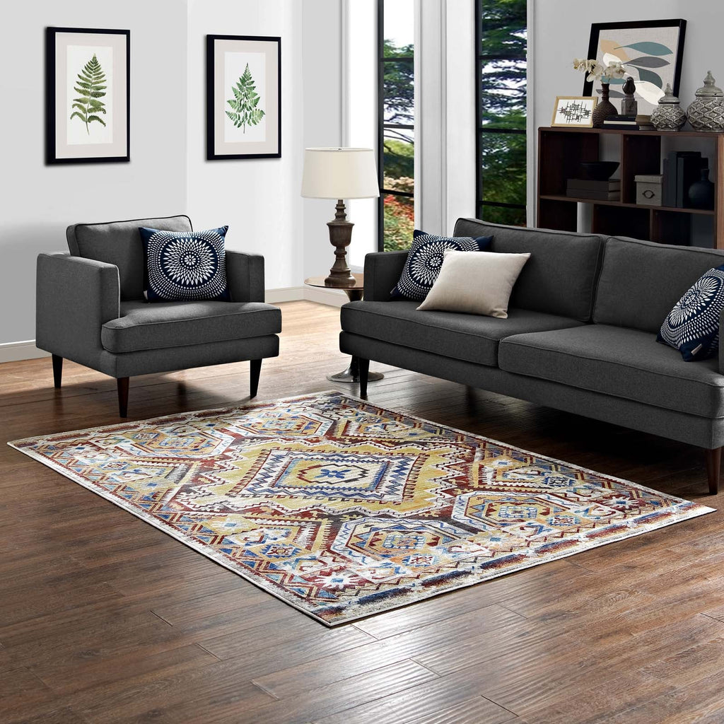 Florita Distressed Southwestern Aztec 8x10 Area Rug by Modway