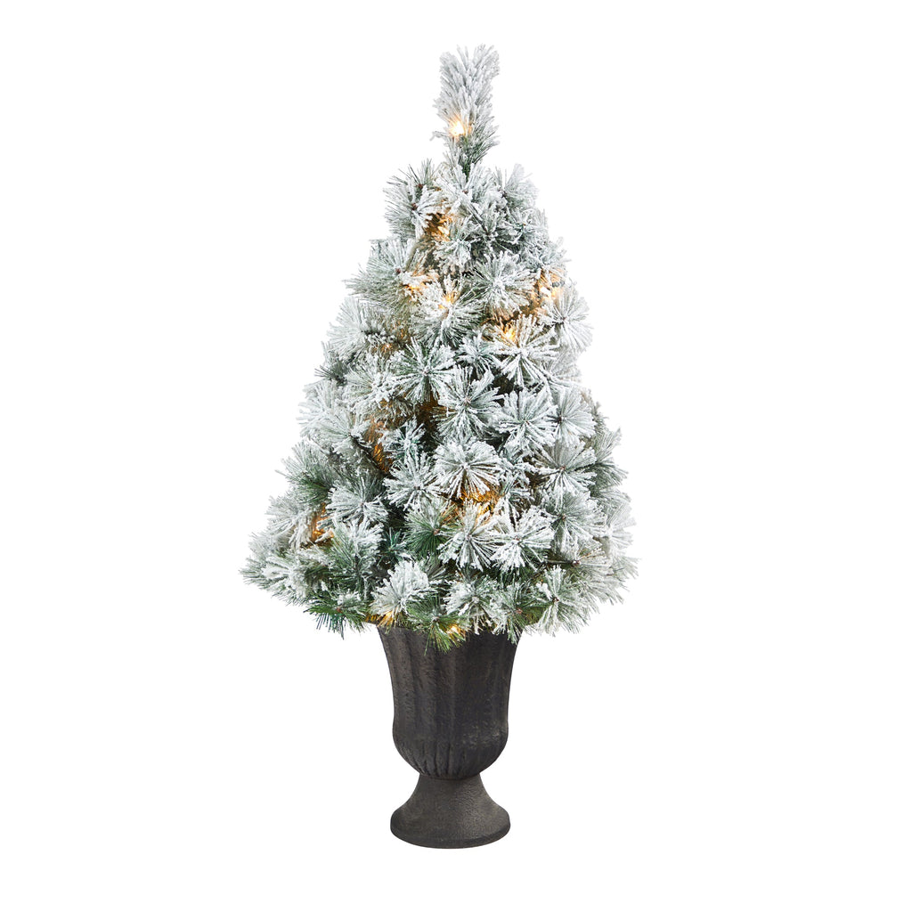 44' Flocked Oregon Pine Artificial Christmas Tree w/ 50 Clear Lights