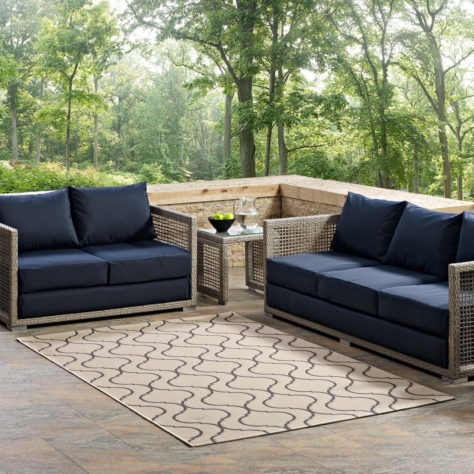 Linza Wave Abstract Trellis Indoor and Outdoor 8x10 Area Rug by Modway