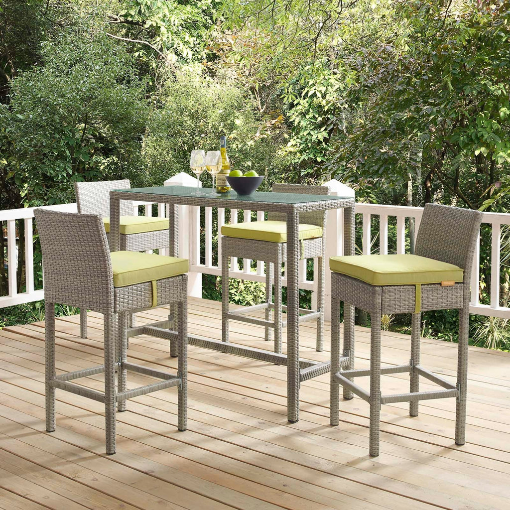 Conduit Outdoor Patio Wicker Rattan Bar Stool Set of 4 by Modway
