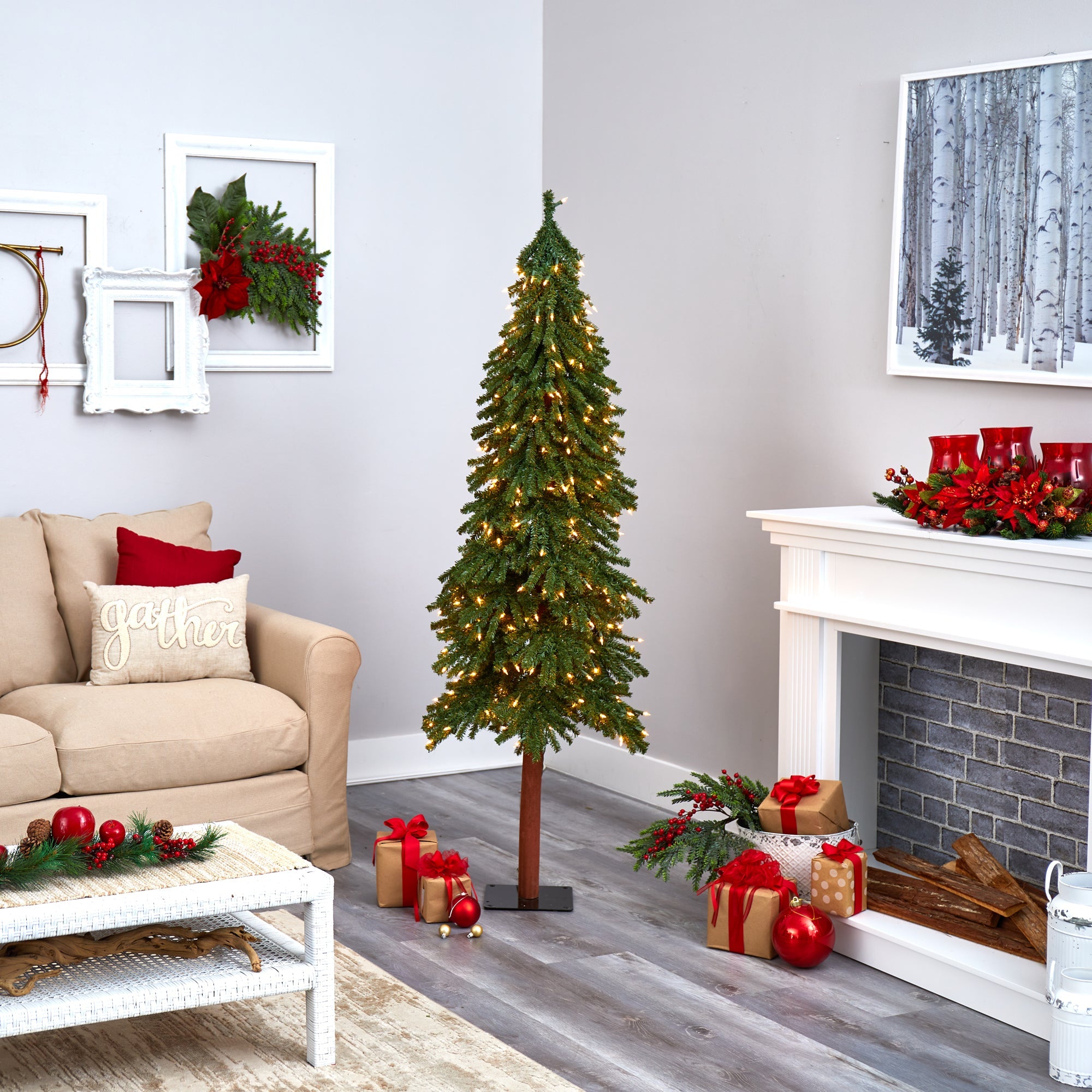 6' Gr& Alpine Artificial Christmas Tree w/ 300 Clear Lights & 601 Bendable