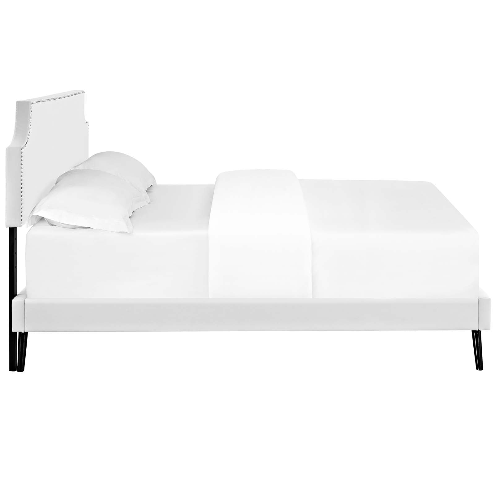 Corene Vinyl Queen Platform Bed with Round Splayed Legs by Modway