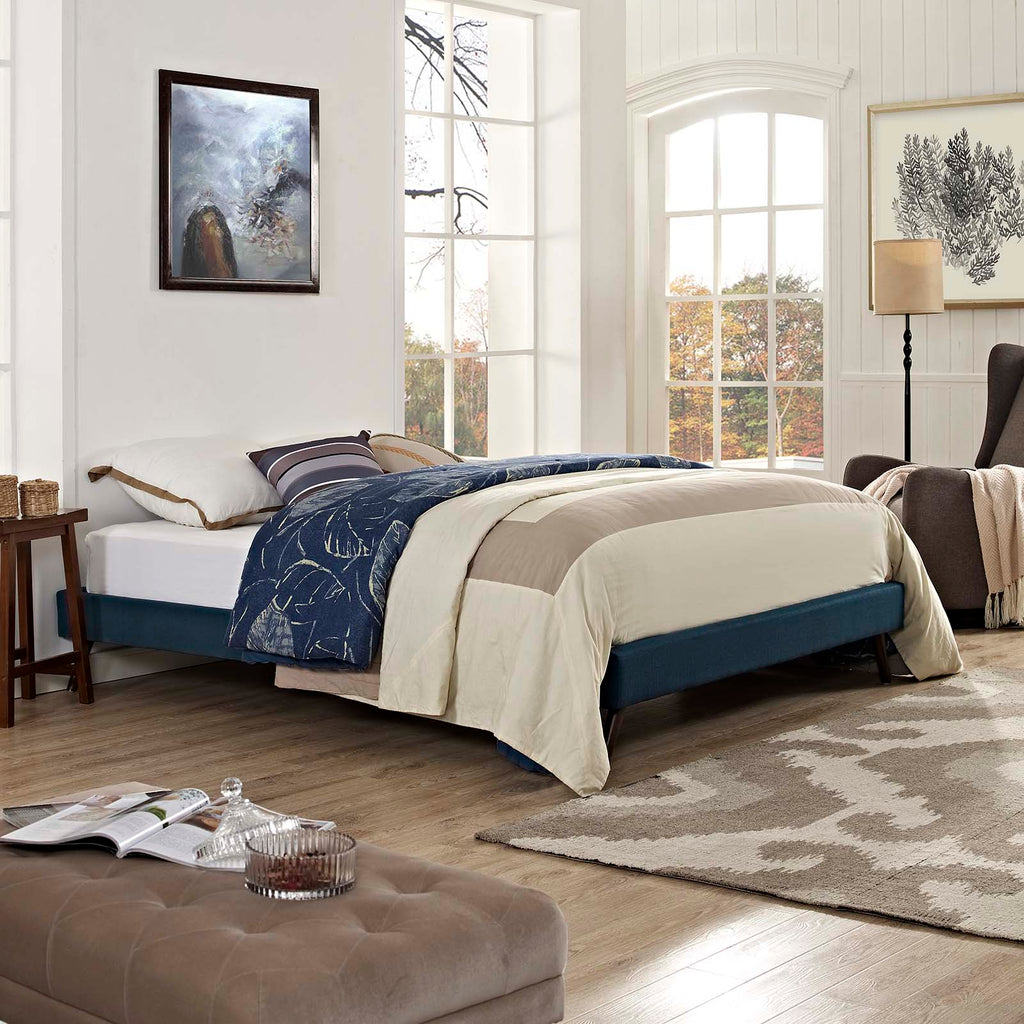 Loryn Fabric Queen Bed Frame with Round Splayed Legs by Modway