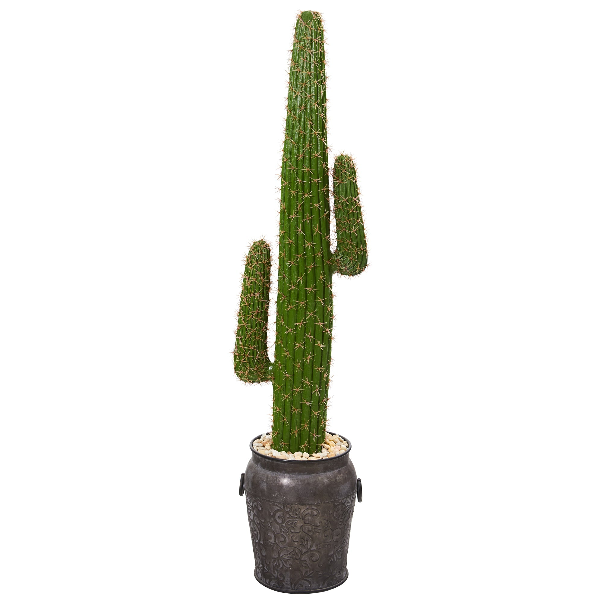 59" Cactus Artificial Plant in Metal Planter