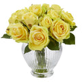 9"  Rose Artificial Floral Arrangement in Elegant Glass Vase