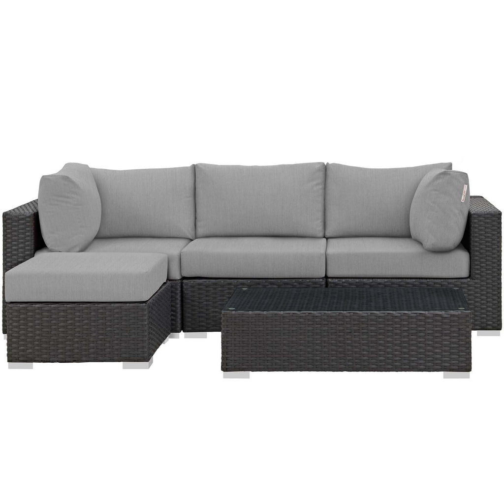 Sojourn 5 Piece Outdoor Patio Sunbrella¨ Sectional Set by Modway