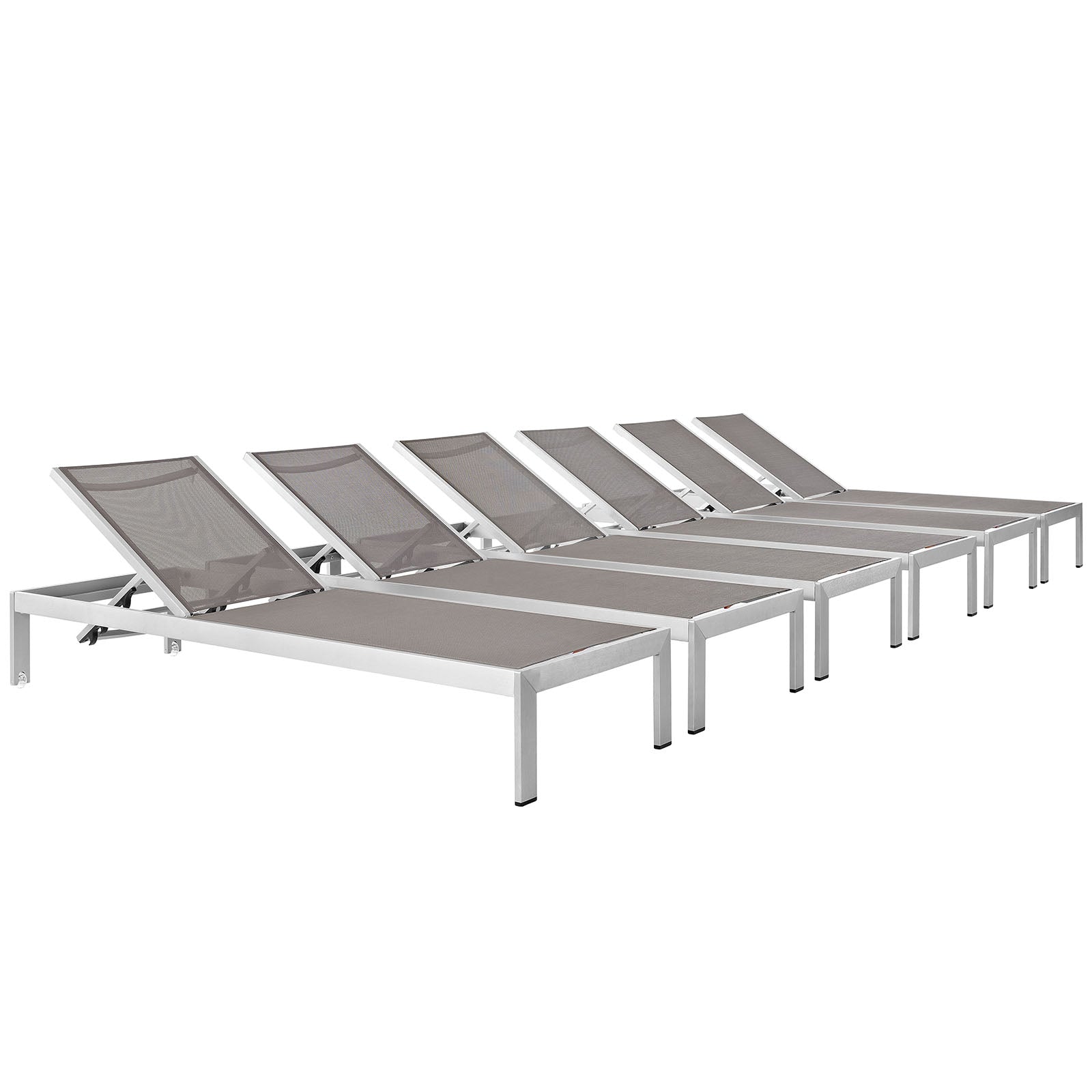 Shore Outdoor Patio Aluminum Chaise Set of 6 by Modway