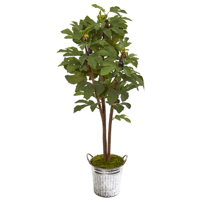 4' Fig Artificial Tree in Vintage Metal Planter