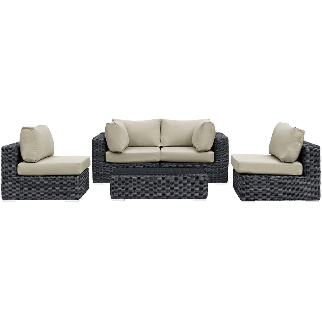 Summon 5 Piece Outdoor Patio Sunbrella¨ Sectional Set by Modway