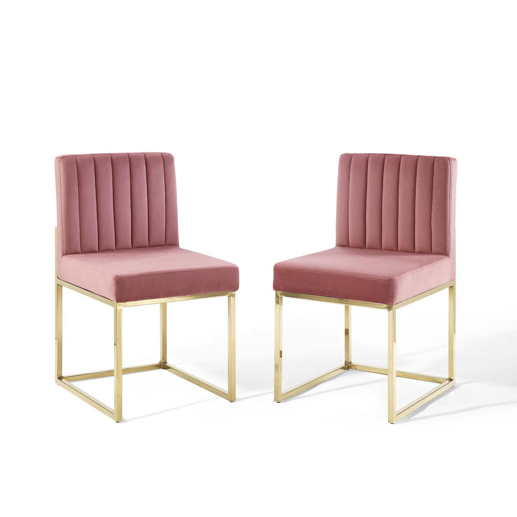 Carriage Performance Velvet Dining Chair Set of 2 by Modway