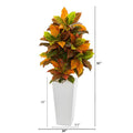 51"  Croton Artificial Plant in White Tower Planter (Real Touch)