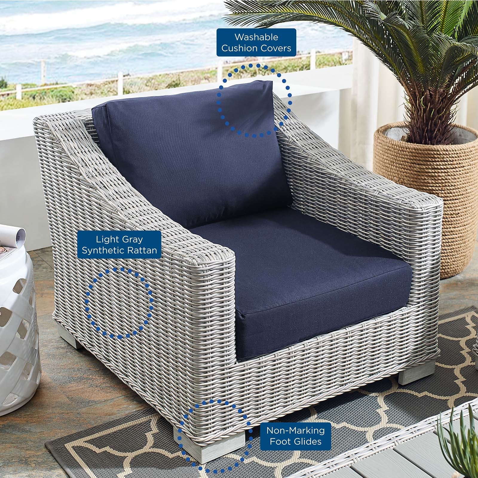 Conway Sunbrella¨ Outdoor Patio Wicker Rattan Armchair by Modway