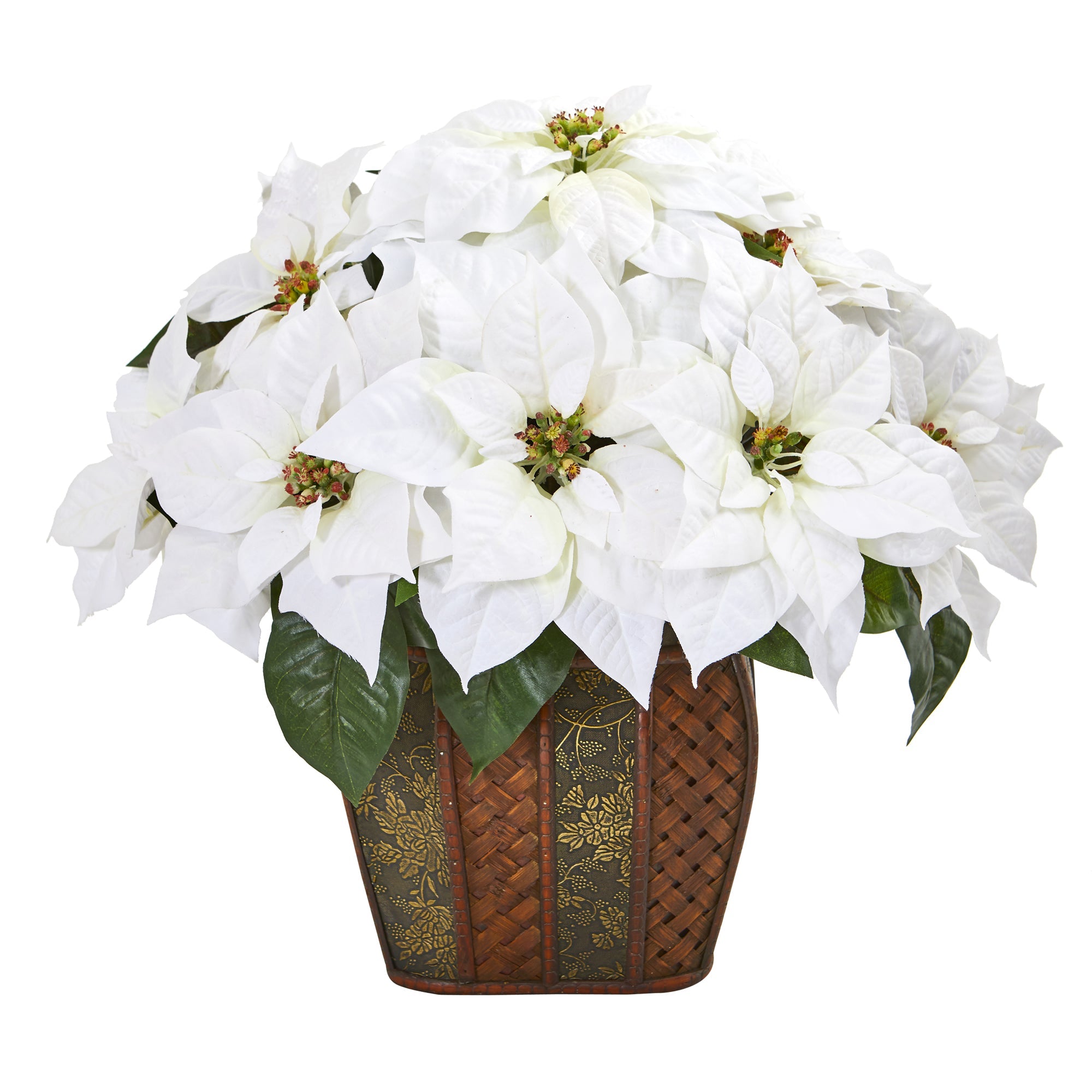 18"  Poinsettia Artificial Arrangement in Decorative Planter