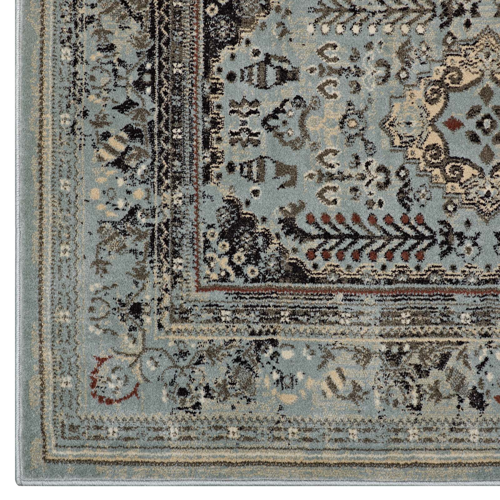 Enye Distressed Vintage Floral Lattice 8x10 Area Rug by Modway