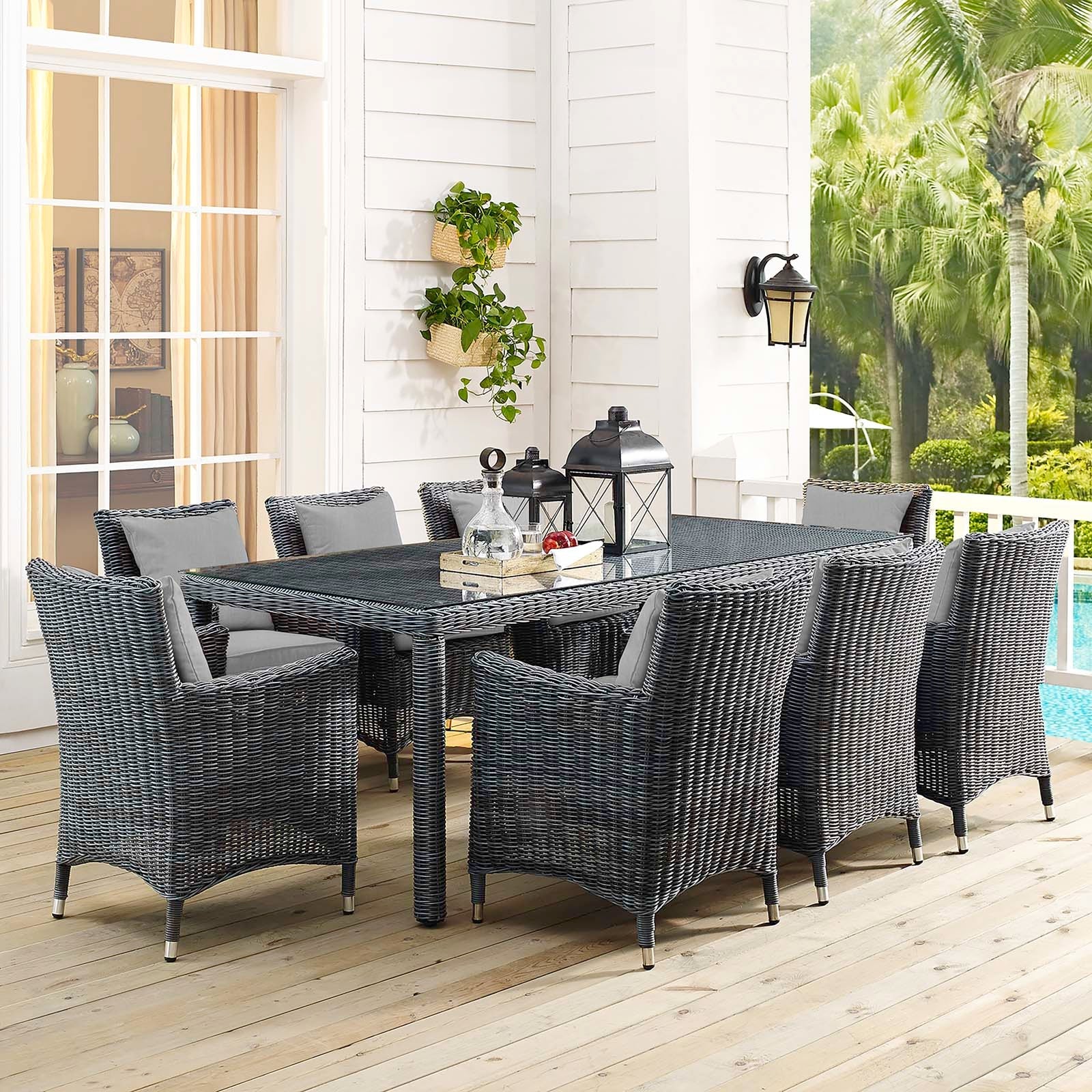 Summon 9 Piece Outdoor Patio Sunbrella¨ Dining Set by Modway