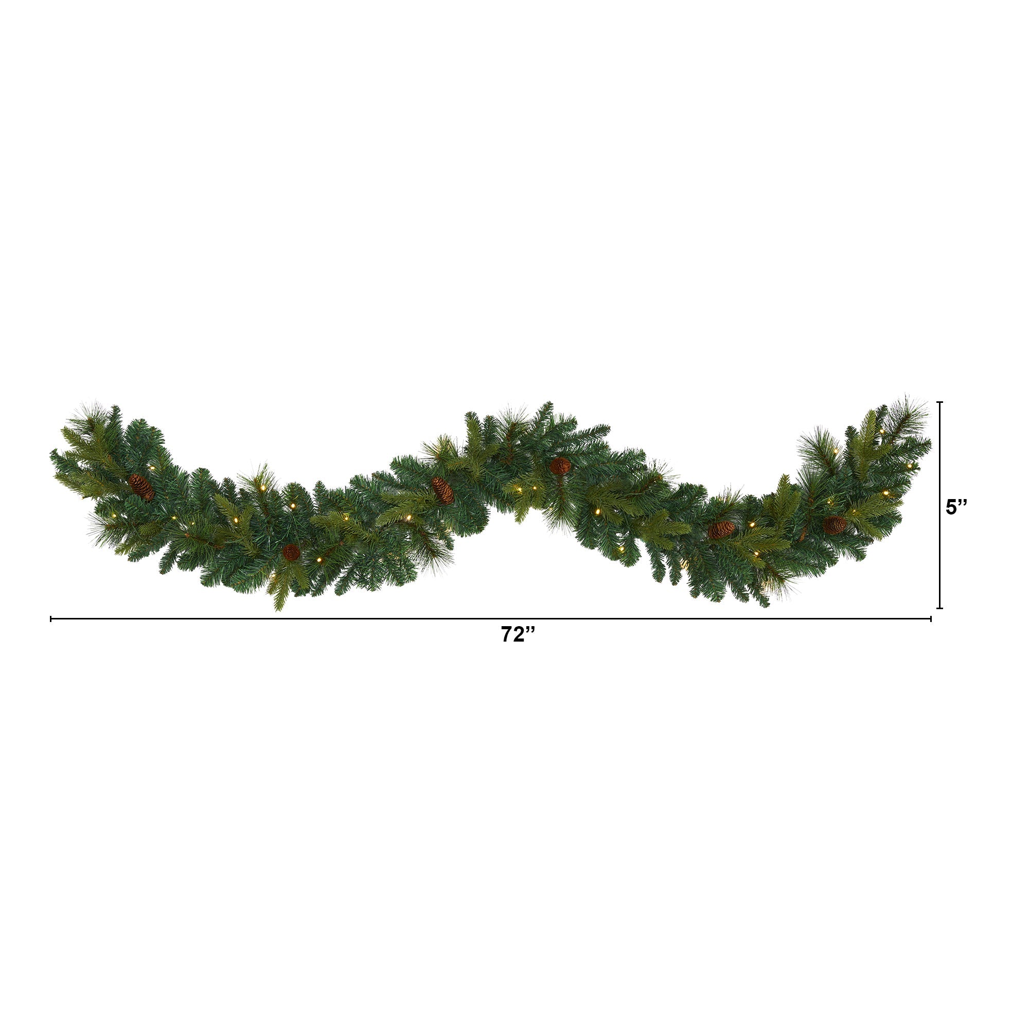6' Mixed Pine and Pinecone Artificial Garland with 35 Clear LED Lights