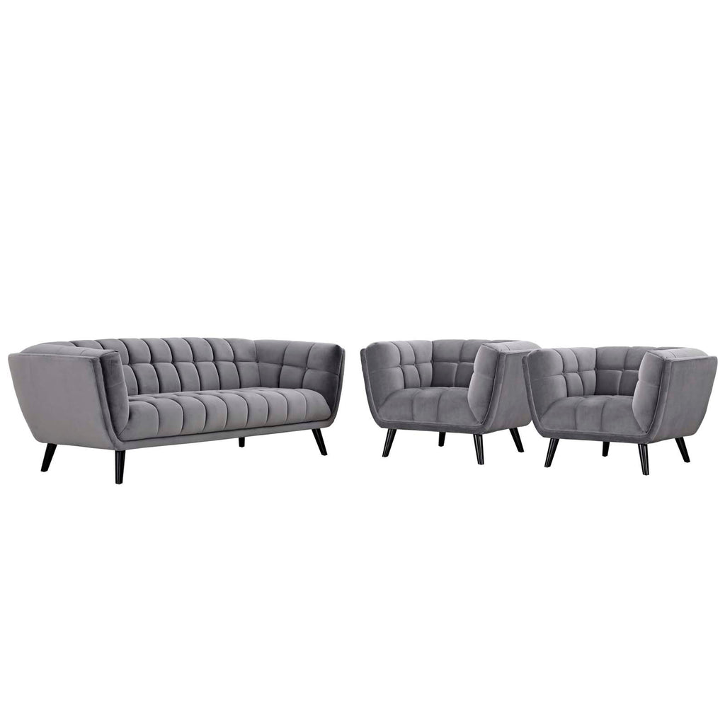 Bestow 3 Piece Performance Velvet Sofa and Armchair Set by Modway