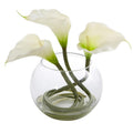 9'' Calla Lily Artificial Arrangement in Rounded Glass Vase