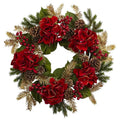 24"  Hydrangea Pine Wreath