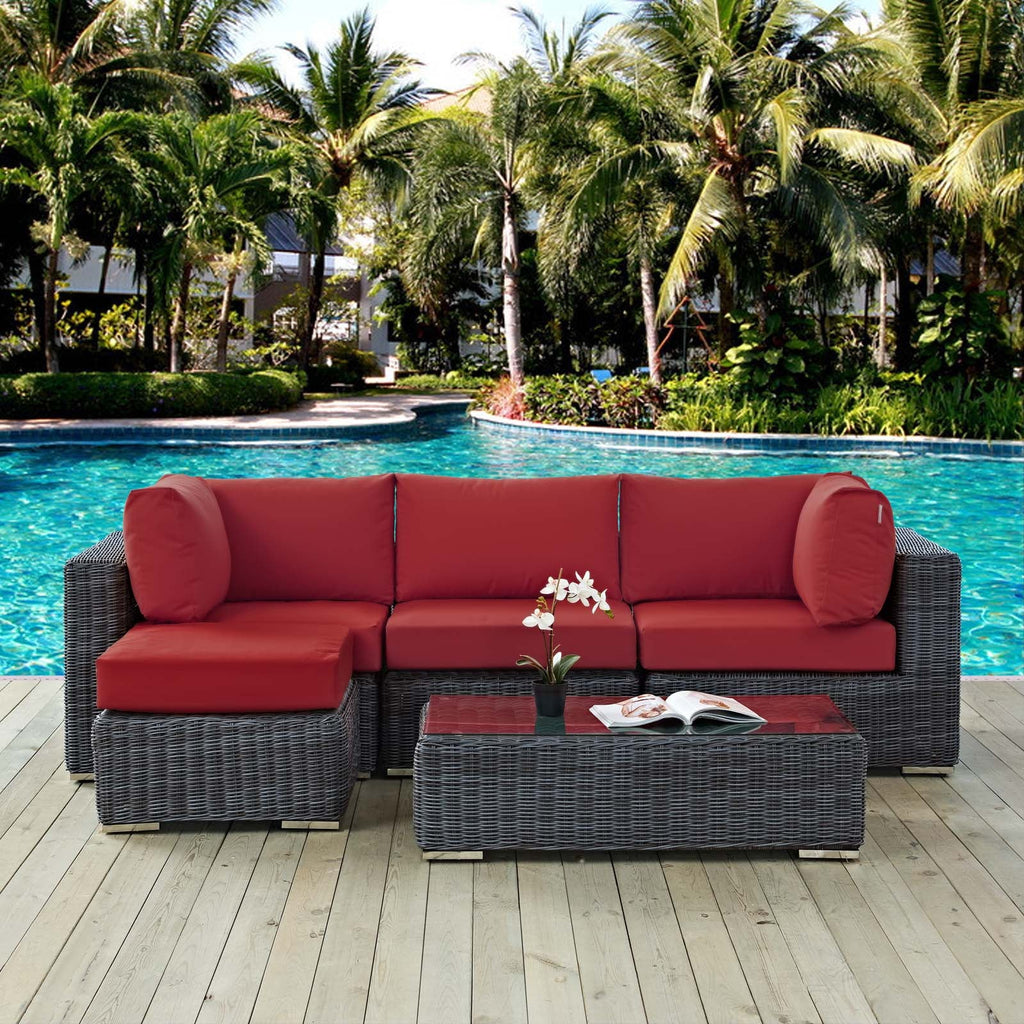 Summon 5 Piece Outdoor Patio Sunbrella¨ Sectional Set by Modway