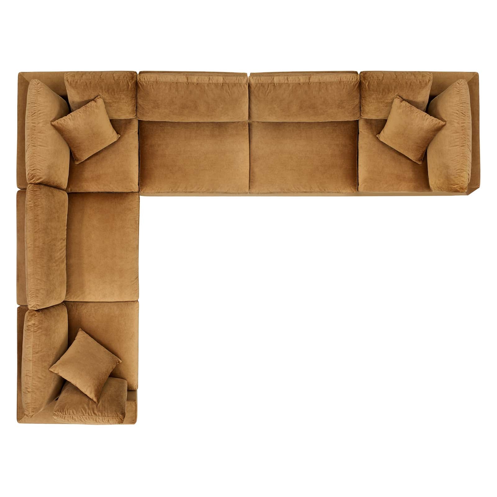 Commix 6-Piece Down Filled Overstuffed Performance Velvet Sectional Sofa by Modway
