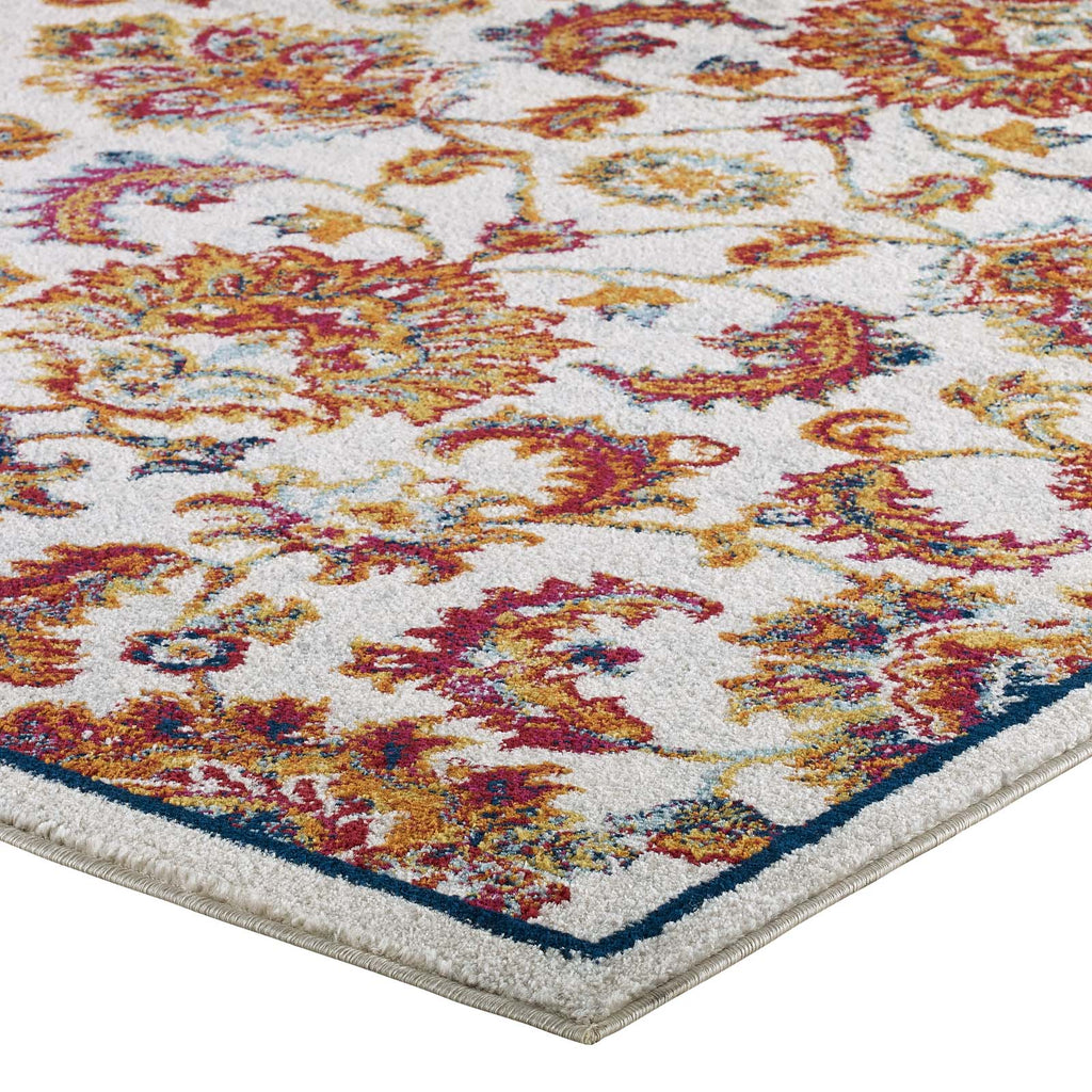 Entourage Azami Distressed Vintage Floral Lattice 5x8 Area Rug by Modway