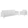 Loft Tufted Upholstered Faux Leather Sofa and Armchair Set by Modway