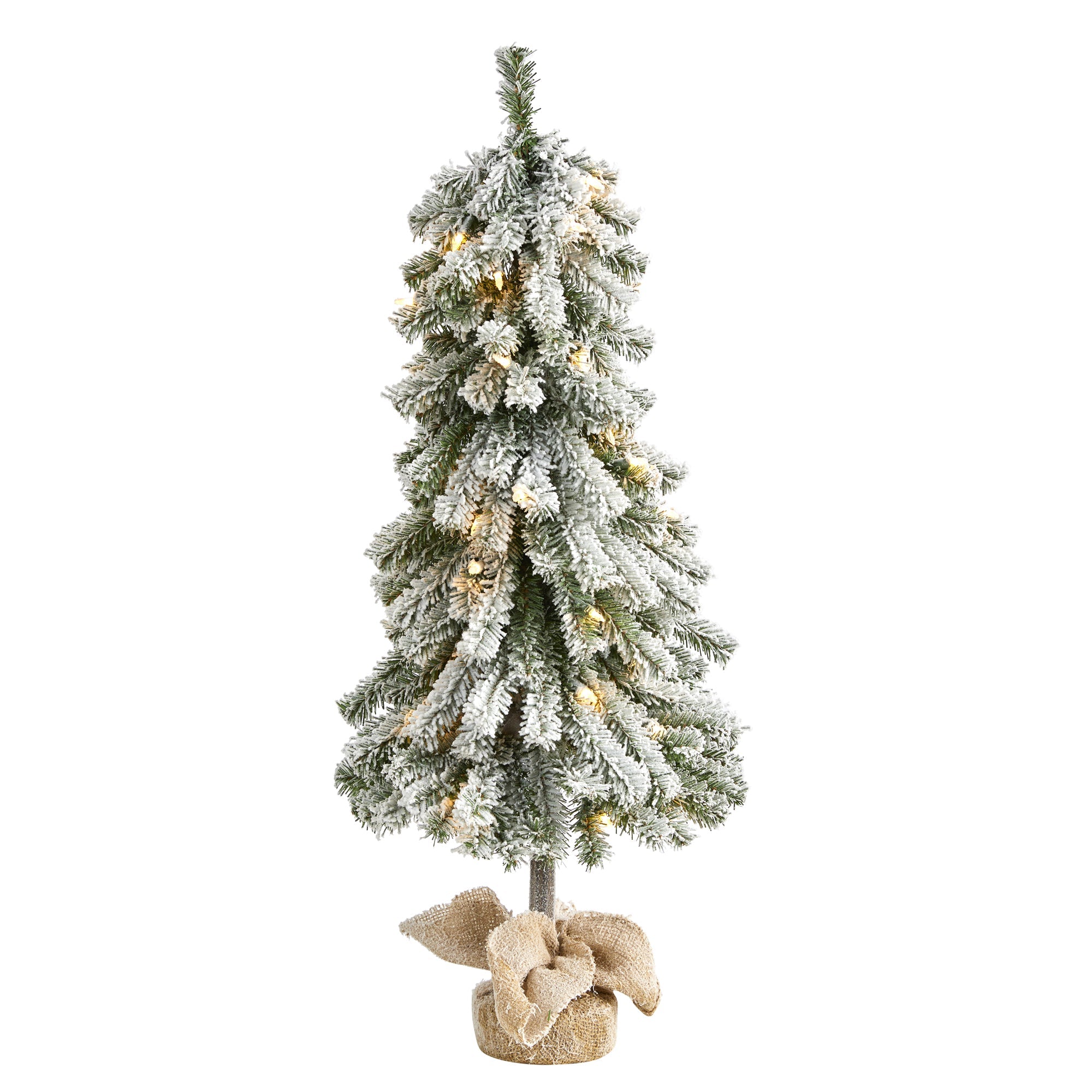 3' Flocked Alpine Christmas Artificial Tree w/ 50 Lights, 177 Bendable Branches