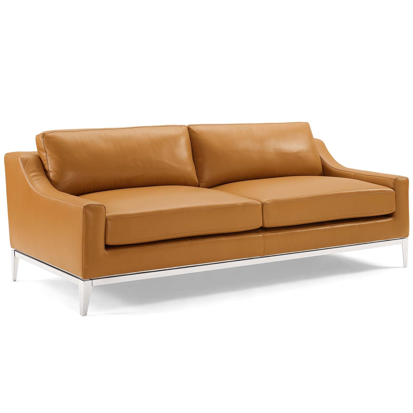 Harness Stainless Steel Base Leather Sofa and Loveseat Set by Modway