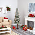 6' Flocked Gr& Alpine Artificial Christmas Tree w/ 300 Clear Lights