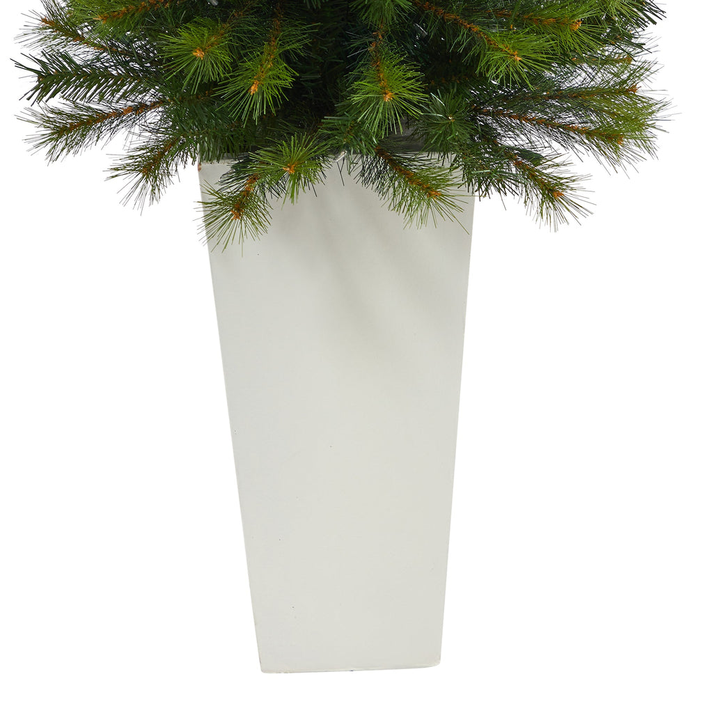 57' Green Valley Pine Artificial Christmas Tree w/ 100 Warm White LED Lights