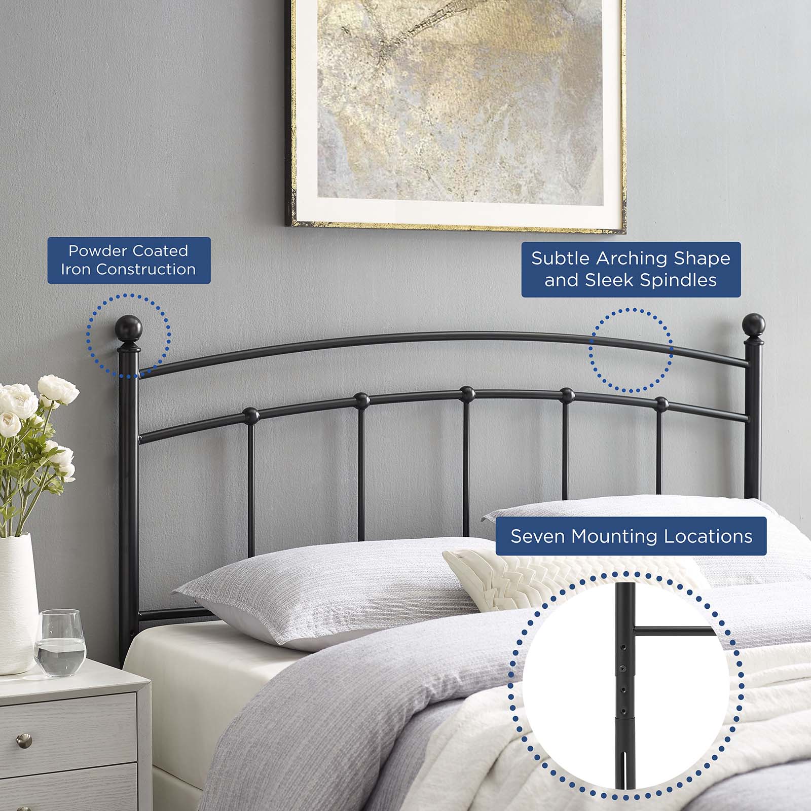 Abigail Metal Twin Headboard by Modway