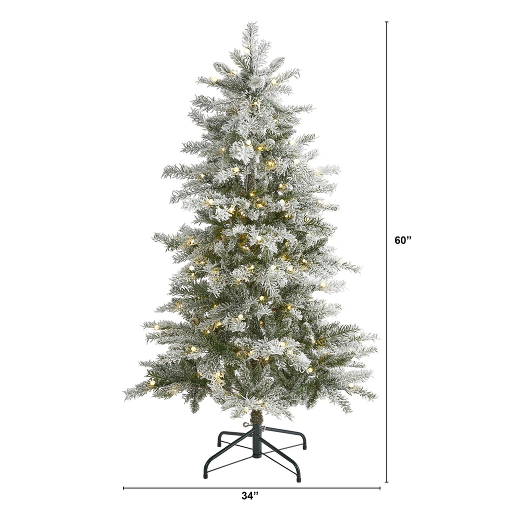 5' Slim Flocked Nova Scotia Spruce Artificial Christmas Tree