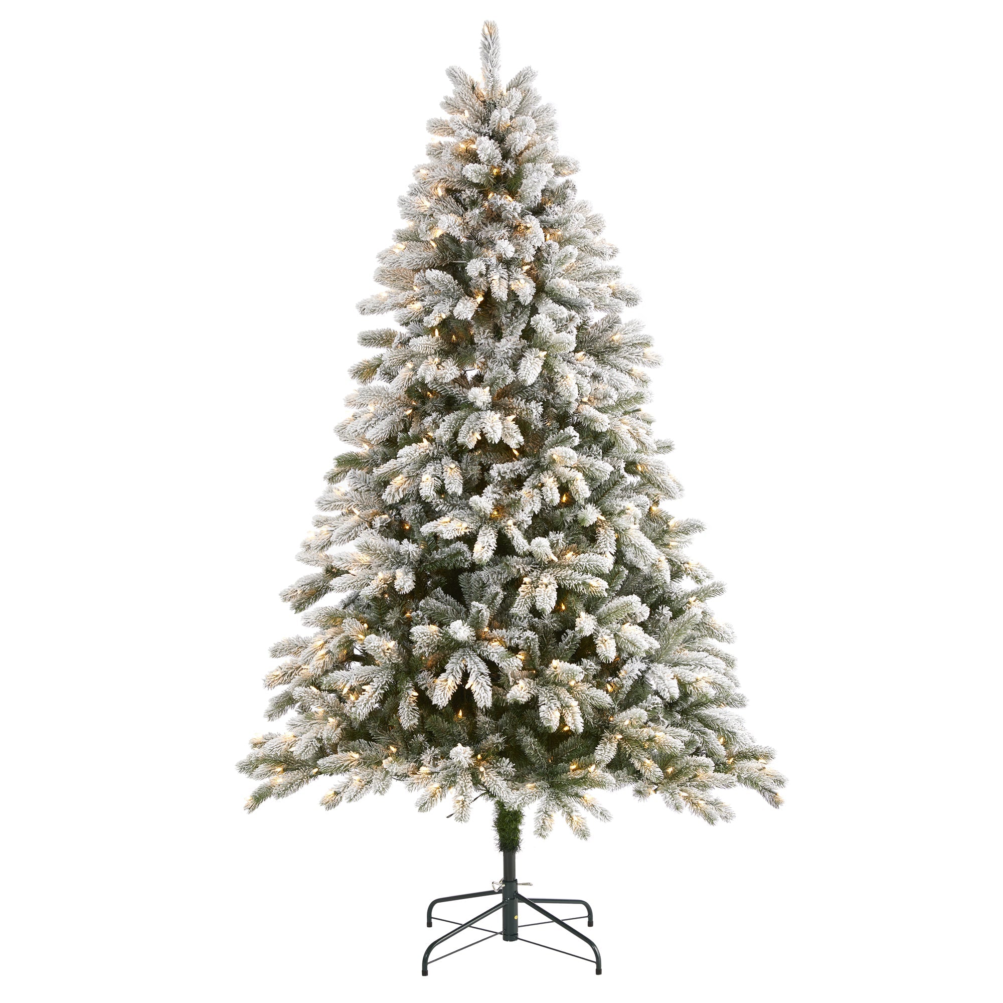 7.5' Flocked South Carolina Spruce Artificial Christmas Tree w 600 Clear Lights