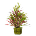 24"  Fall Vanilla Grass Artificial Plant in Green Planter