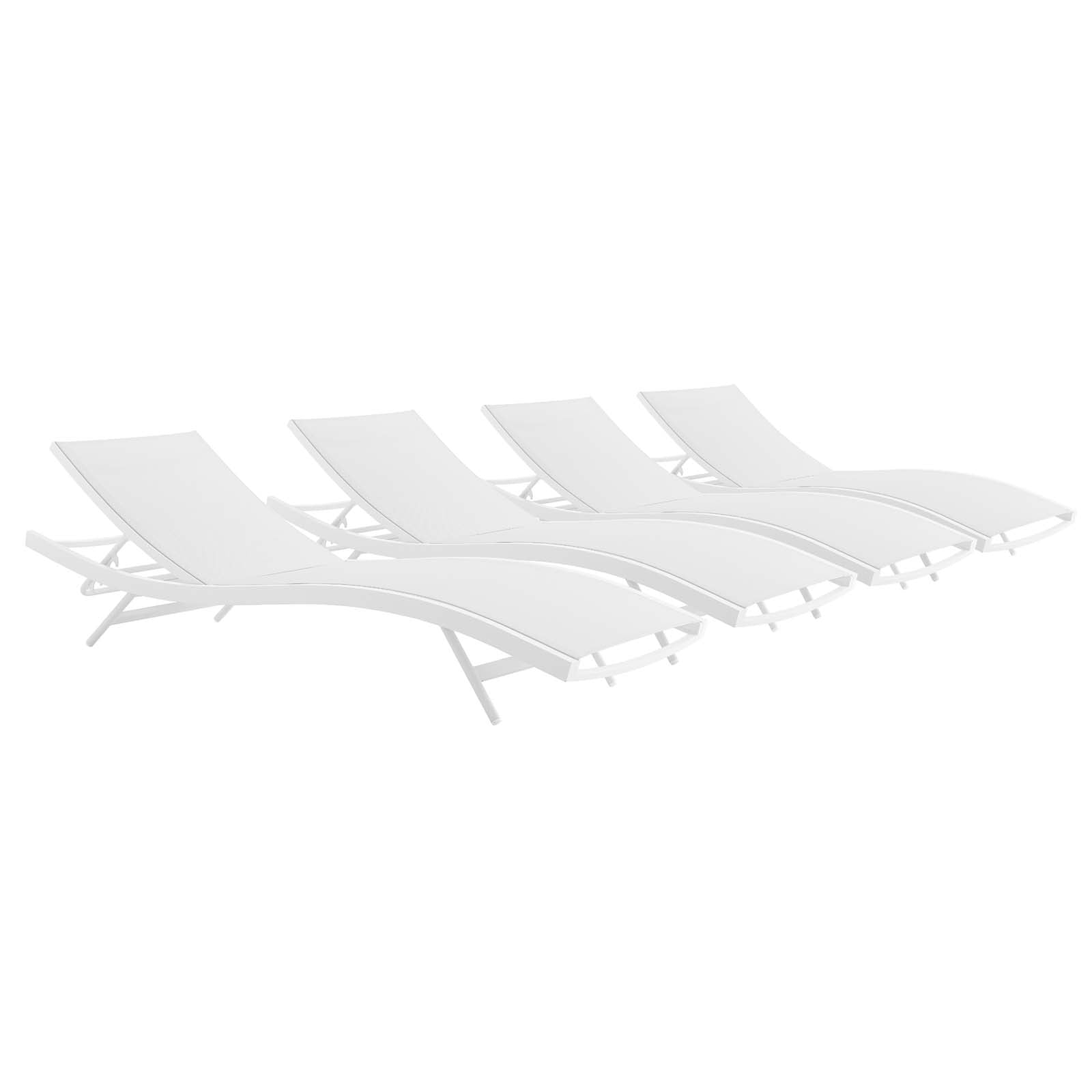 Glimpse Outdoor Patio Mesh Chaise Lounge Set of 4 by Modway