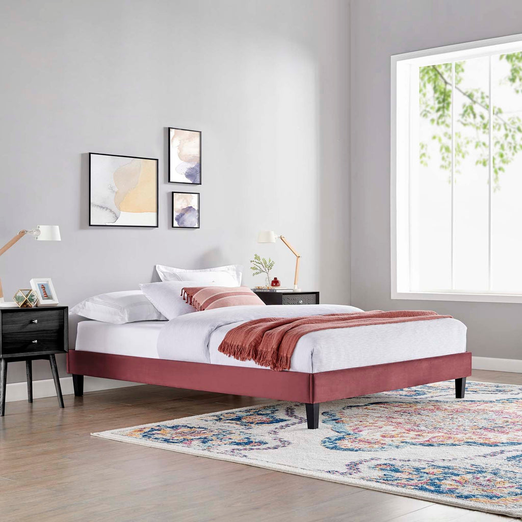 Reign Performance Velvet Queen Platform Bed Frame by Modway