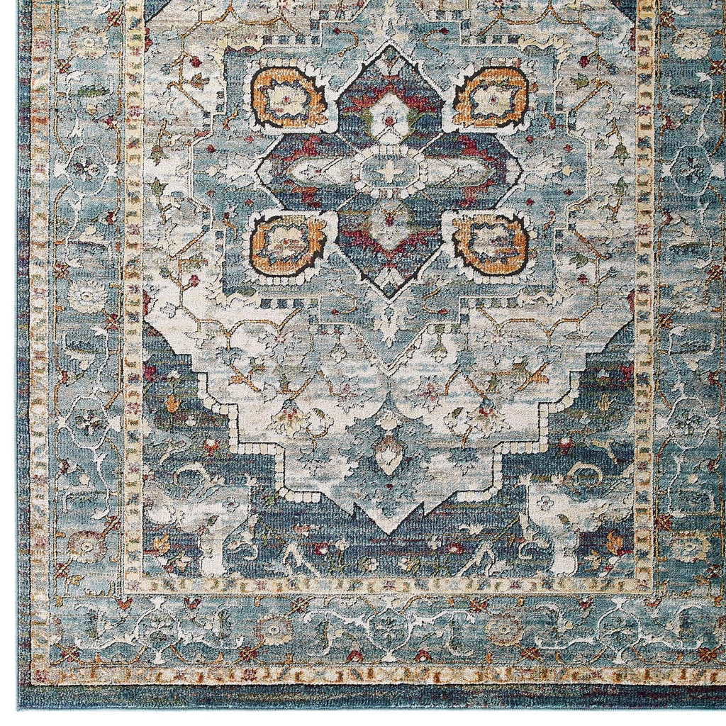 Tribute Diantha Distressed Vintage Floral Vintage Medallion 5x8 Area Rug by Modway