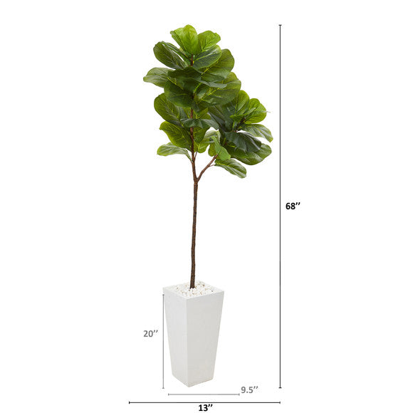 68" Fiddle Leaf Artificial Tree in White Planter (Real Touch)